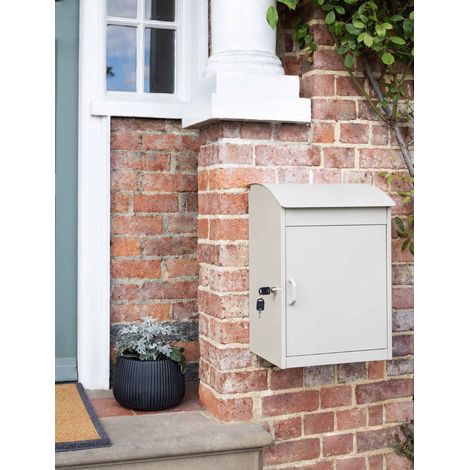 Garden Trading Stowe Parcel Box Post Box Clay Cream Steel Drop Box Lockable (1/3)