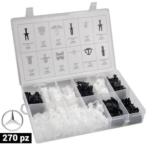 Surtido de grapas, clips y tapones para carrocerías de 270 piezas (Merc)