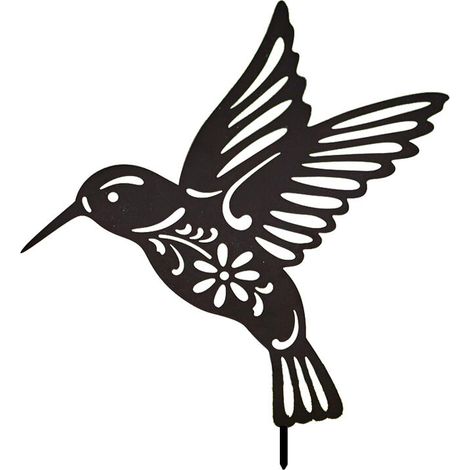 1pcs Hummingbird Wall Decor Black Metal Bird, Hummingbird Sculpture Iron Hummingbird Metal Wall Hanging Decoration, Metal Birds Wall Art for Garden Yard Landscape (Black) (1/5)