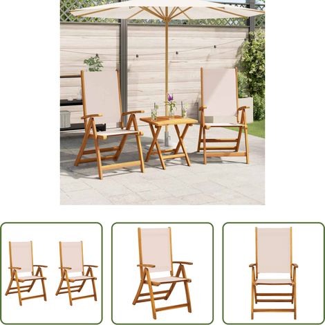 Klappbarer Stuhl - Gartenstühle 2 Stk. Klappbar Massivholz Akazie und Textilene (1/5)