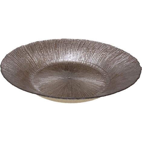 Coupe à Fruits Ronde en Verre Moka et Gris, Plat de Présentation Table 40 x 40 x 7 cm - PANGIVO (1/3)