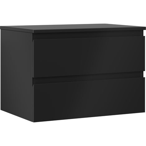 Mexen Orio meuble de salle de bain sous lavabo 70 cm avec plateau, 2 tiroirs, noir mat - 91A10-07047-2-BFFC71 (1/5)