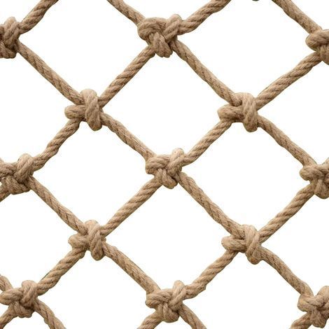 Filet en corde de chanvre 1 x 1 m (3 x 3 pi) pour la sécurité des enfants sur les balcons, protection contre les chutes, avec barre de plafond rétro, maille de 6 mm d'épaisseur et 10 cm. (1/5)