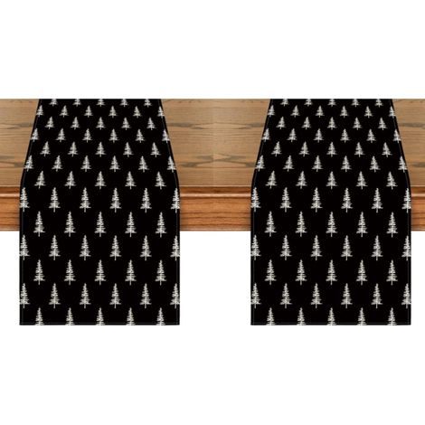 Camino de mesa con forma de árbol de Navidad, decoración festiva para el hogar, 33 x 183 cm, decoración de mesa de invierno para cocina y comedor (2 piezas) (1/4)