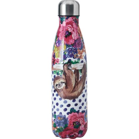 Mikasa Wild at Heart, Bottiglia de Acqua, 500ml, Bottiglia de Acciaio Inox Riutilizzabile con Isolamento e Coperchio de Tappo a Vite per Pendolarismo, Scuola o la Palestra, Stampa de Orso Pigro. (1/4)