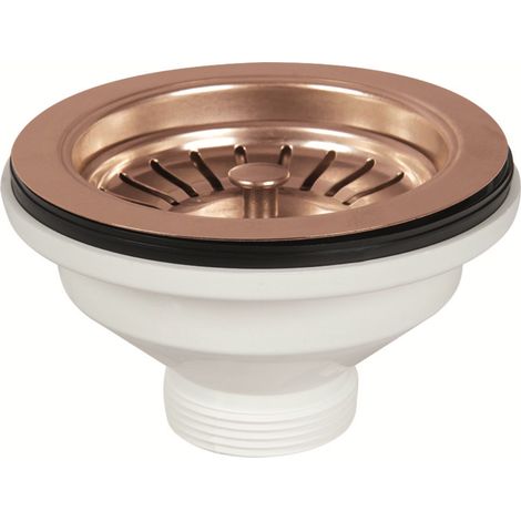 Schläfer 439729 Piletta di Scarico per Lavello Cucina Tipo Basket in PVD, Colore Rame, Senza Troppo Pieno, con Attacco da 1"1/2 e Foro da Ø 90mm, Pilettone Ø 114mm, Piletta con Vite e Cestello (1/5)