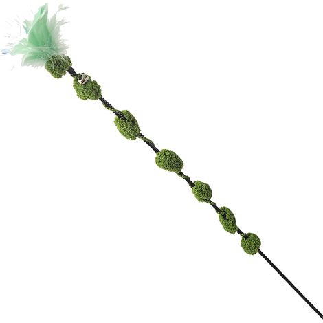 Chat Teaser baguette jouet réduire l'ennui amusant bâton interactif avec fleur plume cloche pour chats chaton vert (1/5)
