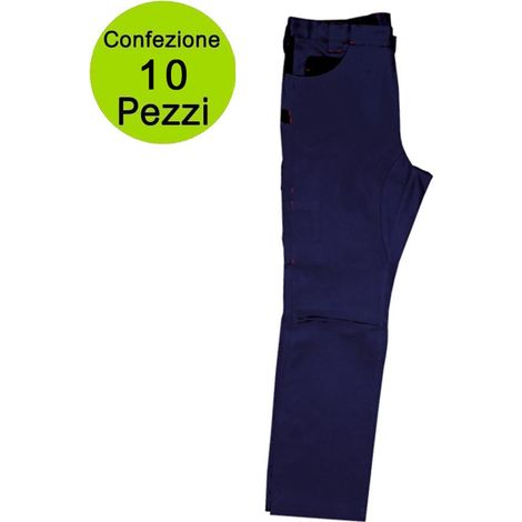 Multipack da 10 pz tg. xl pantaloni da lavoro professionali delta 240 gr blu/nero (1/4)