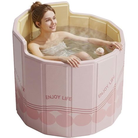 Baignoire Pliable Adulte, 80x70cm (BxH) Baignoire Portable avec Dossier en C Ergonomique Bassin d'Immersion pour Bain de Glace et Bain Chaud pour Douche Extérieur et Spa (1/5)
