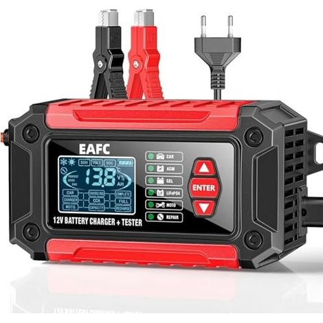 12V Chargeur Batterie Voitures 6A. Testeur de 100-2000 CCA 4-120Ah. Maintien Piles Analyseur Compatible au Plomb. AGM. Gel. pour Voiture. SUV. Moto. Bateau - (1/5)