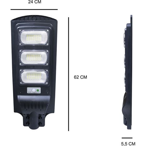 Lampadaire rechargeable solaire 806001 télécommande, capteur de mouvement 60W 96