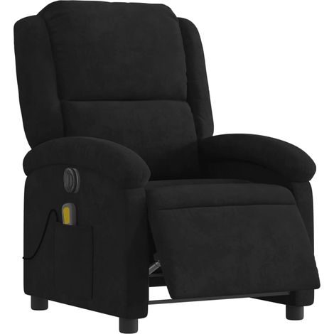 Sillón reclinable de masaje eléctrico terciopelo negro vidaXL