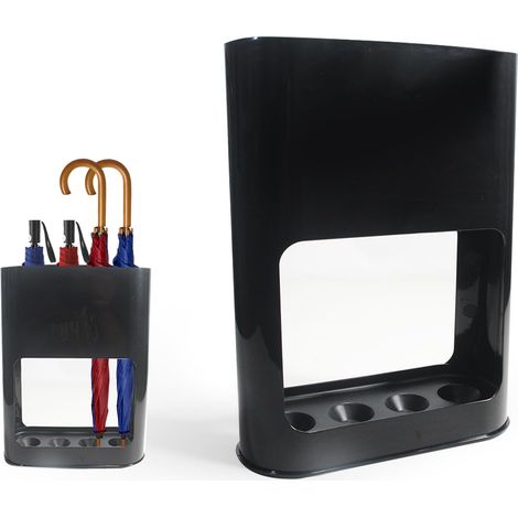 Porte-parapluie, avec bac d'égouttement amovible, 4 emplacements, support de parapluie en plastique pour parapluies, étagère de rangement intérieure, entrée (1/5)