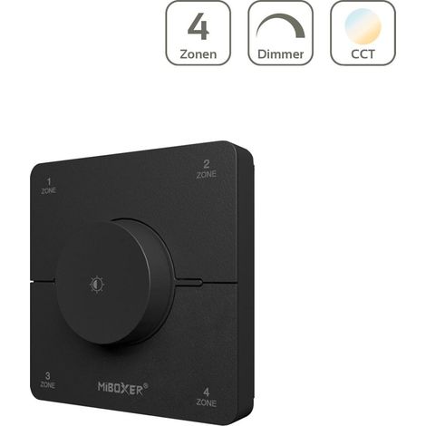 MiBoxer 4-Zonen Wandfernbedienung Single Color + CCT 2,4 GHz Schwarz K0S-B (1/5)