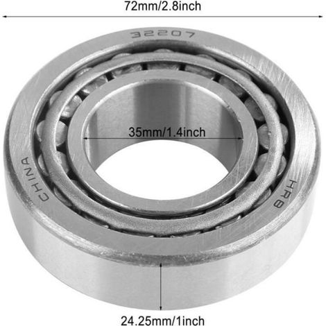 Roulement À Rouleaux Coniques - Modèle 32207 - Diamètre Alésage 35 mm - Diamètre Extérieur 72 mm - Épaisseur 24 25 mm - Acier À Roulement - 1 Pièce (1/4)
