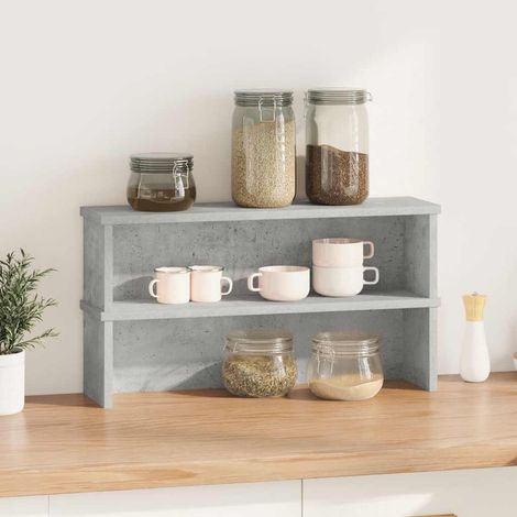 Étagères de cuisine empilables 2 pcs gris béton 50x15x16 cm (1/5)