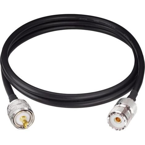 Cable Coaxial UHF PL259 male vers SO239 femelle à faible perte, fil RG58 de 10 pieds/3m (1/4)