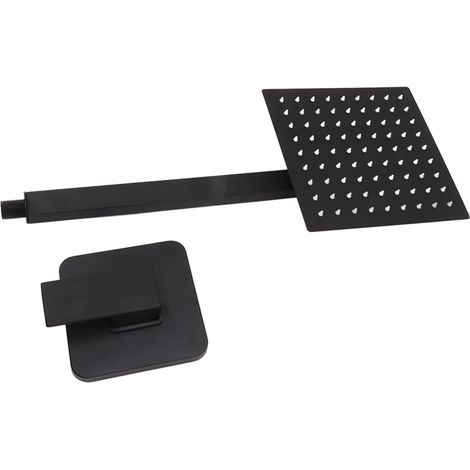 Ensemble de douche à effet pluie carré à poignée unique, pommeau de douche encastré pour salle de bain, noir (1/5)
