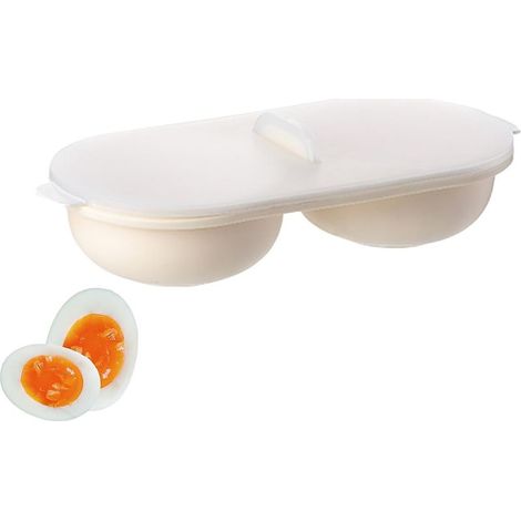 Cocedor de huevos para microondas, cocedor de huevos doble, molde para huevos, máquina para huevos escalfados, antiadherente, gran capacidad, para tortillas, desayunos rápidos, utensilio de cocina (1/4)