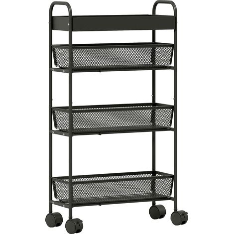 Desserte Emmeline mobile 3 paniers coulissants rangement cuisine noir