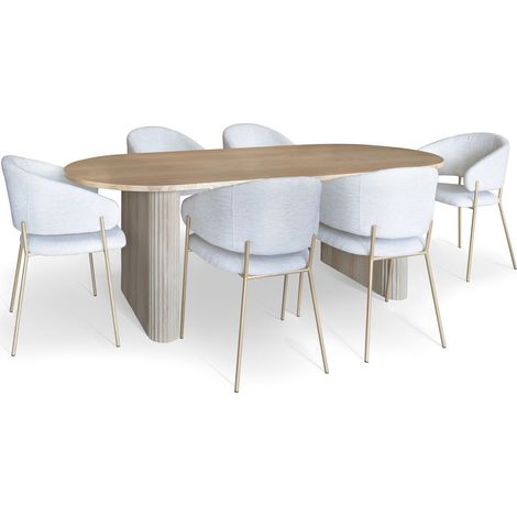Ensemble table ovale et 6 fauteuils en tissu (1/5)