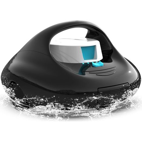 Robot Piscine sans Fil, 130 Min de Nettoyage, Charge Rapide en 2,5h, Moteurs à Double Entraînement, pour Robot Piscine Hors Sol Piscines à Fond Plat Jusqu'à 80 m²,Noir (1/5)
