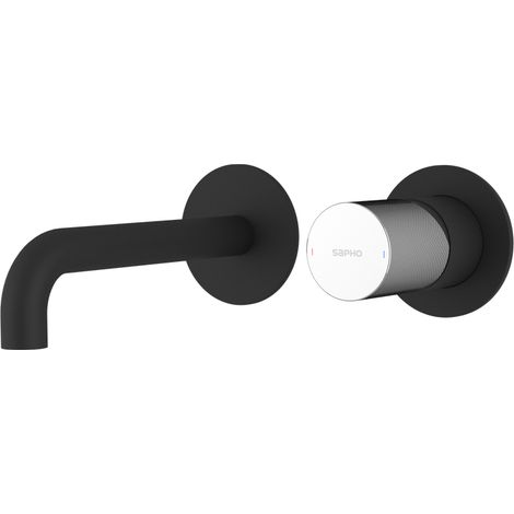 ULTRATAP Mitigeur lavabo 2 trous à encastrer, bec 20cm, noir mat/chrome (1/2)