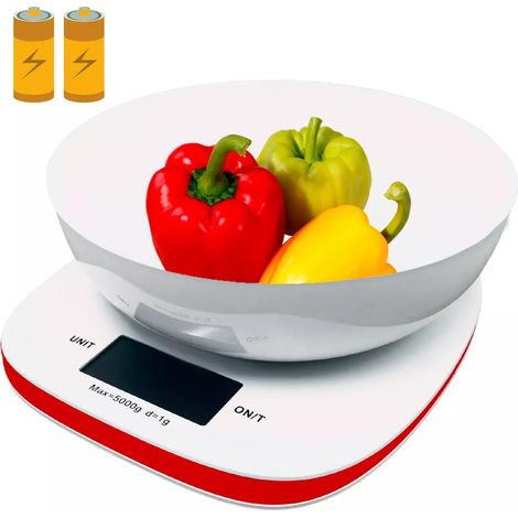 Bilancia da cucina digitale 5kg con ciotola e tasto tara