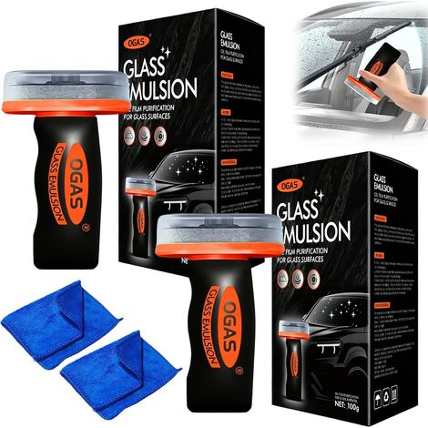 Nettoyant d'Émulsion de Verre avec Brosse de Nettoyage Film d'Huile Film Oléophobe, Portable, Pour Vitres de Voiture, Fenêtres, Miroirs (1/5)