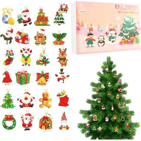 Calendario dell'Avvento di Natale, conto alla rovescia - Ornamento acrilico 2D - 24 giorni - Strass - Decorazione per l'albero di Natale - Per decorare la tua casa durante le festività e le occasioni  (1/5)