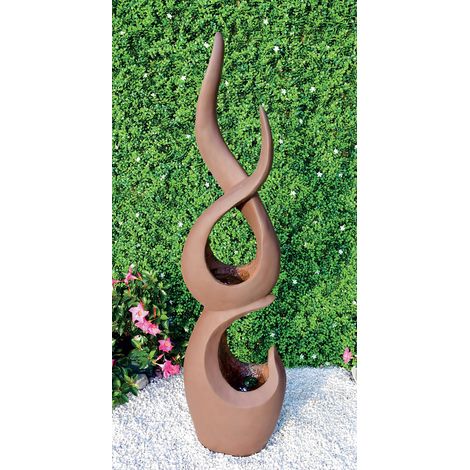 Fontana da Giardino 38x28x150 cm 25 Litri in Poliroccia con LED e Pompa Marrone