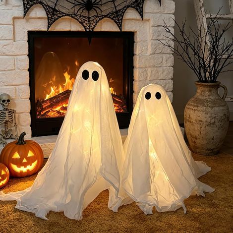 Fantôme Lumineuse Deco Halloween Exterieur Accessoires 2 Pièces (50 cm (1/5)