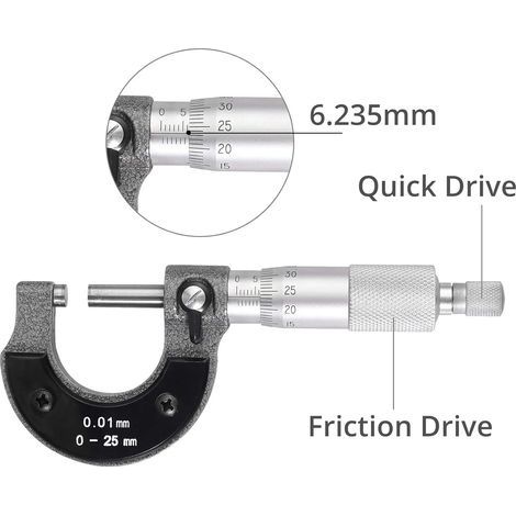Außendurchmesser-Messwerkzeug mit präzisem Außenmikrometer 25–50 mm, Mikrometerteilung 0,01 mm für die Automobilindustrie und Kfz-Reparatur (1/4)