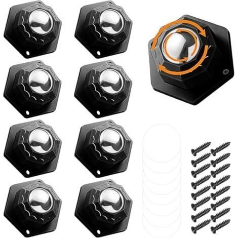 Lot de 8 roulettes robustes auto-adhésives pour meubles - Pivotantes à 360°, charge max. 300 kg par roulette Pour meubles, appareils de cuisine et boîtes de rangement Mini roulettes (1/5)