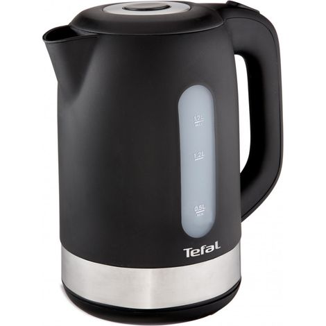 Elektrischer Wasserkocher Tefal KO330830 mit einer Leistung von 2400 W und einem Fassungsvermögen von 1,7 l, aus Kunststoff, mit 360° drehbarem Sockel, in Schwarz. (1/2)
