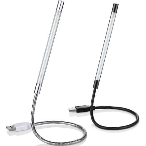 Stück flexible USB-LED-Leseleuchten mit dimmbarem Schwanenhals und Touch-Funktion für Laptop, Buch und Bett, Schwarz und Silber (1/5)