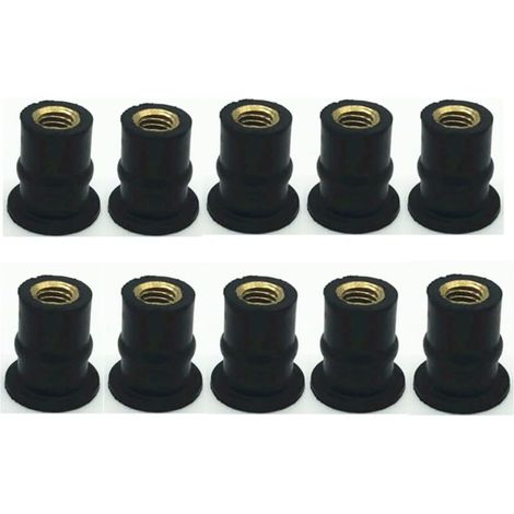 10 Pcs M5 Pare-brise Wellnut,Écrou de Puit Écrou de Pare-Brise de Moto Boulon de Pare-Brise en Caoutchouc et Laiton Métrique Boulon de Vis de Pare-Brise (Straight convexity, M5)，1.21.21. (1/3)