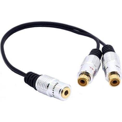 Câble plaqué or 3,5 mm femelle vers 2 RCA femelles : profitez d'un son de qualité. (1/4)