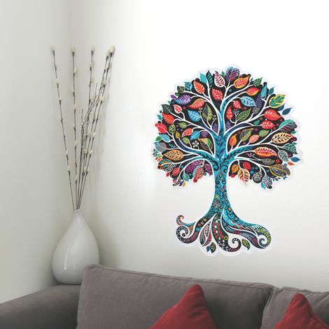 Sticker décoratif, arbre de vie coloré esprit Klimt, multicolor, 68 cm X 48 cm (1/5)