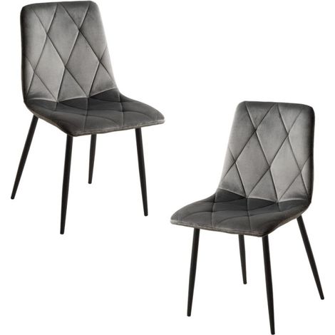 Packs Sillas Comedor - Pack 2 Sillas Lyke Terciopelo - Gris oscuro (1/5)