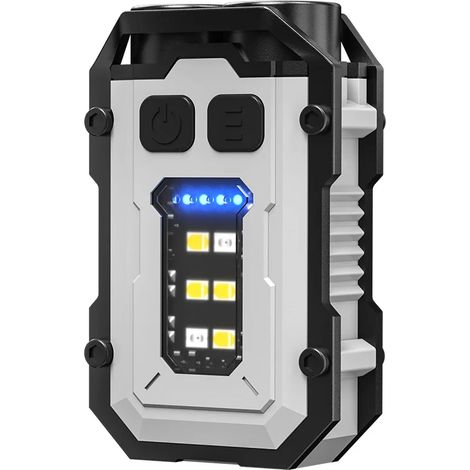 Mini lampe porte-clés portable (blanche) - Haute luminosité - Double source lumineuse - Camping et pêche en extérieur - Multifonctionnelle (1/4)