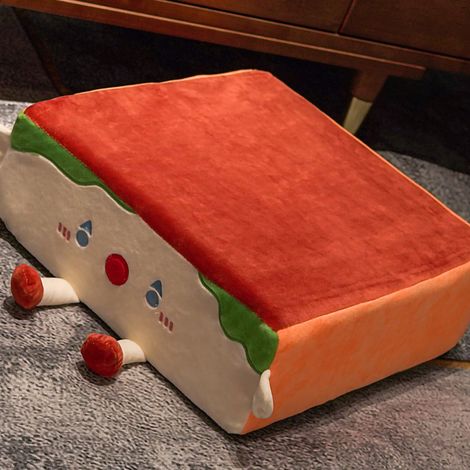 Tapis de sol antidérapant et amovible avec fermeture éclair, style dessin animé mignon, coussin d'assise en velours épais à motif losanges rouge vin.