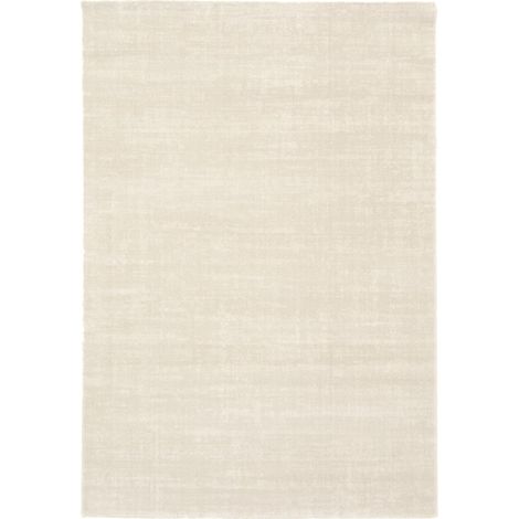 Tapis salon et chambre 80x150 crème rectangle tissé motif uni LUCEN 5 (1/3)