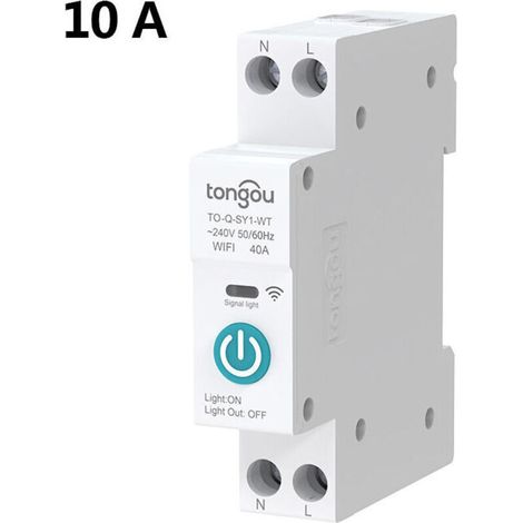 SABIR Disjoncteur de commutateur intelligent TUYA WIFI 1P 10A Rail DIN pour maison intelligente commutateur de telecommande sans fil.. (1/4)