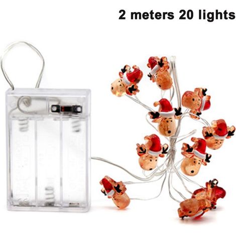 Weihnachtslichterkette mit Weihnachtsmannfiguren und festlichem Zubehör – Batteriebetrieben (AA) – Für Garten, Terrasse und Weihnachtsbaum im Innenbereich – 1 Stück (1/5)