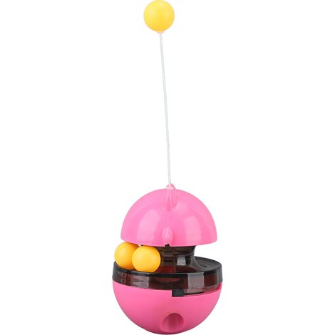 Distributeur de friandises pour chat, jouet distributeur de nourriture pour chat, balle interactive, puzzle pour chaton, jouet d'alimentation rose (1/5)