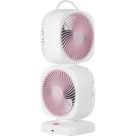 1 Ventilateur rotatif double couche, 5 vitesses, rechargeable, ABS, portable, chambre, bureau, salon (1/5)