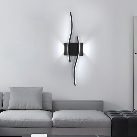 20W Black LED Wall Light 2250LM 6500K Cool White Aluminium 59x15x5.5cm for Living Room Hallway Bedroom Stairs (1/5)