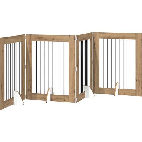 Klappbares Hundetor mit Ständern 4 Stk. Artisan-Eiche 321 cm vidaXL