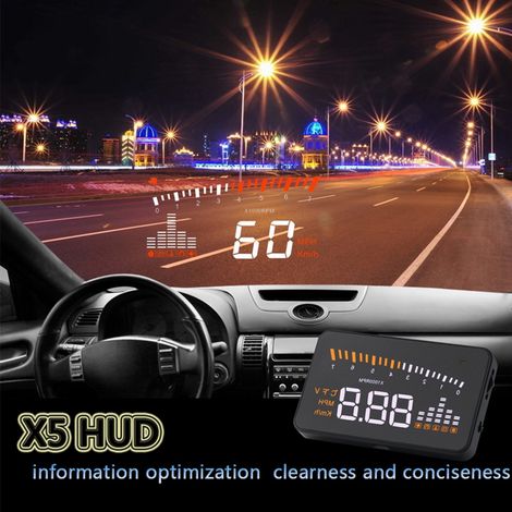 Afficheur Tête Haute HUD OBD2 GPS Vitesse LED Couleur avec Alarme Excès Vitesse pour Auto Camion Véhicule